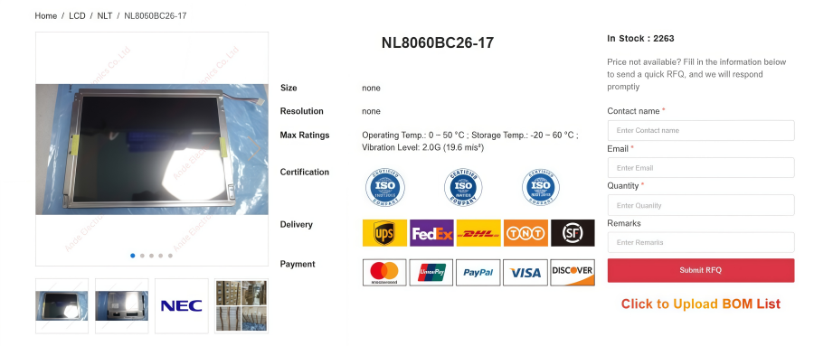 NL8060BC26-17 Industrial LCD | Reliable Display Solution NL8060BC26-17 Industrial LCD | Reliable Display Solution