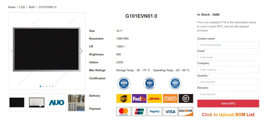 G101EVN01.0 AUO 10.1 G101EVN01.0 AUO 10.1