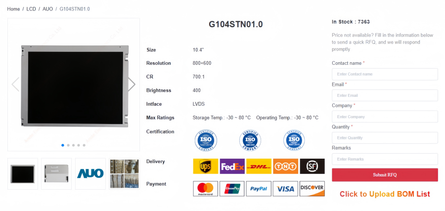 AUO G104STN01.0 LCD Panel Overview & Applications AUO G104STN01.0 LCD Panel Overview & Applications