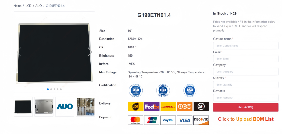 AUO G190ETN01.4 19 AUO G190ETN01.4 19