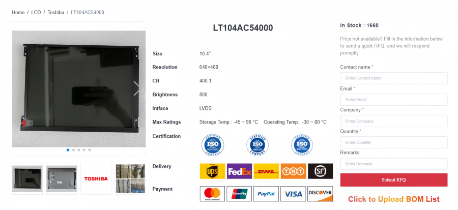 Toshiba LT104AC54000 Industrial LCD: Technical Overview Toshiba LT104AC54000 Industrial LCD: Technical Overview