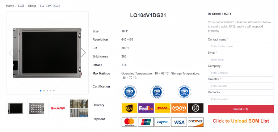 Sharp LQ104V1DG21 Industrial LCD Features & Applications Sharp LQ104V1DG21 Industrial LCD Features & Applications