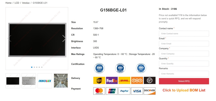 Innolux G156BGE-L01 15.6'' LCD Guide & Datasheet Innolux G156BGE-L01 15.6'' LCD Guide & Datasheet