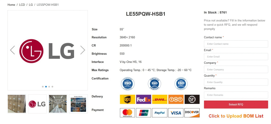 LG LE55PQW-HSB1 55'' OLED: 4K Display for TVs LG LE55PQW-HSB1 55'' OLED: 4K Display for TVs