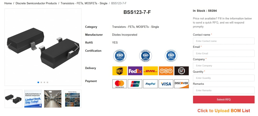 BSS123-7-F N-Channel MOSFET Specifications & Guide BSS123-7-F N-Channel MOSFET Specifications & Guide
